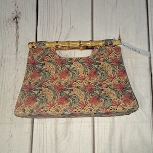 Floral Palm Print Cork Handbag Purse
